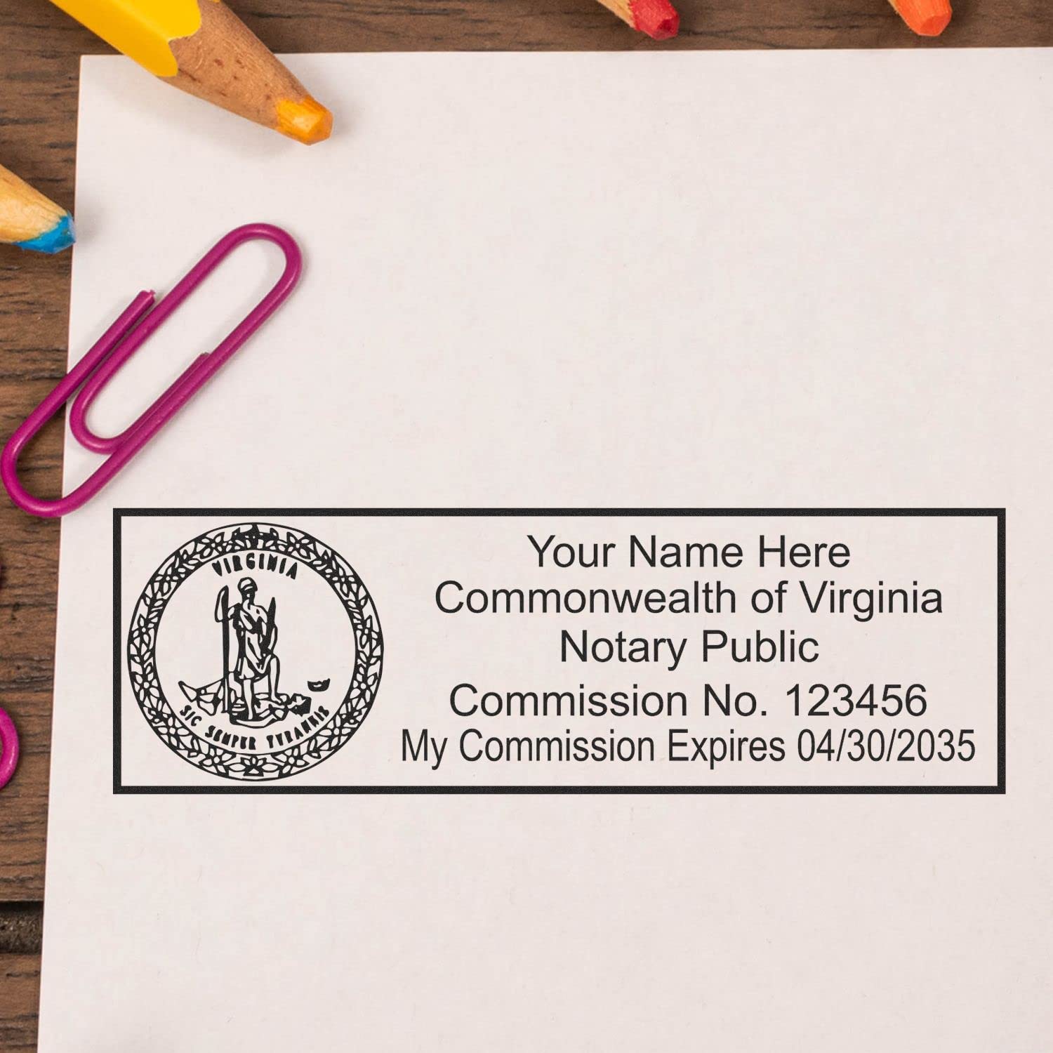 Premium MaxLight VA Notary Stamp for Virginia Notary Public, State Seal Notarial Stamp, Impression Size 7/8" x 2-1/4", 5 Ink Colors, Notary Stamp Virginia