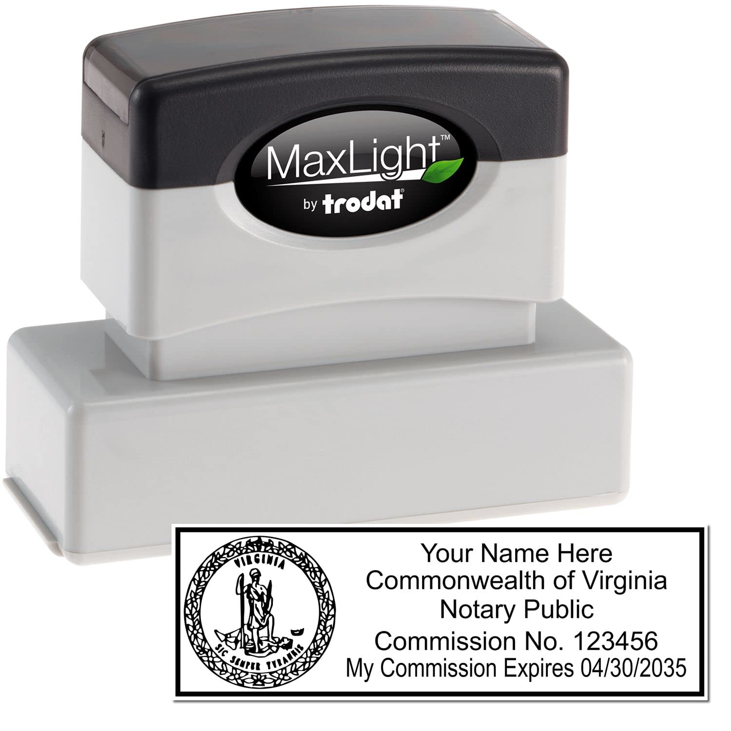 Premium MaxLight VA Notary Stamp for Virginia Notary Public, State Seal Notarial Stamp, Impression Size 7/8" x 2-1/4", 5 Ink Colors, Notary Stamp Virginia - Image 2