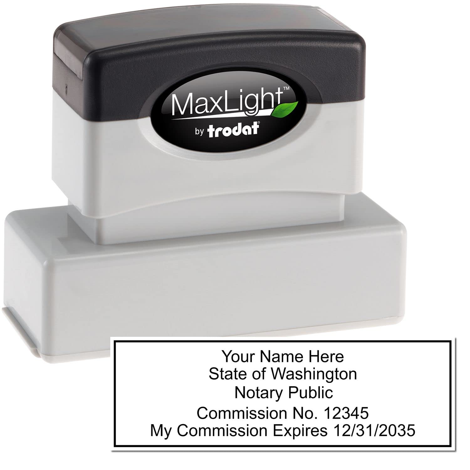 Premium MaxLight WA Notary Stamp for Washington Notary Public, Rectangular Notary Stamp, Impression Size 7/8" x 2-1/4", 5 Ink Colors, Notary Stamp Washington - Image 2