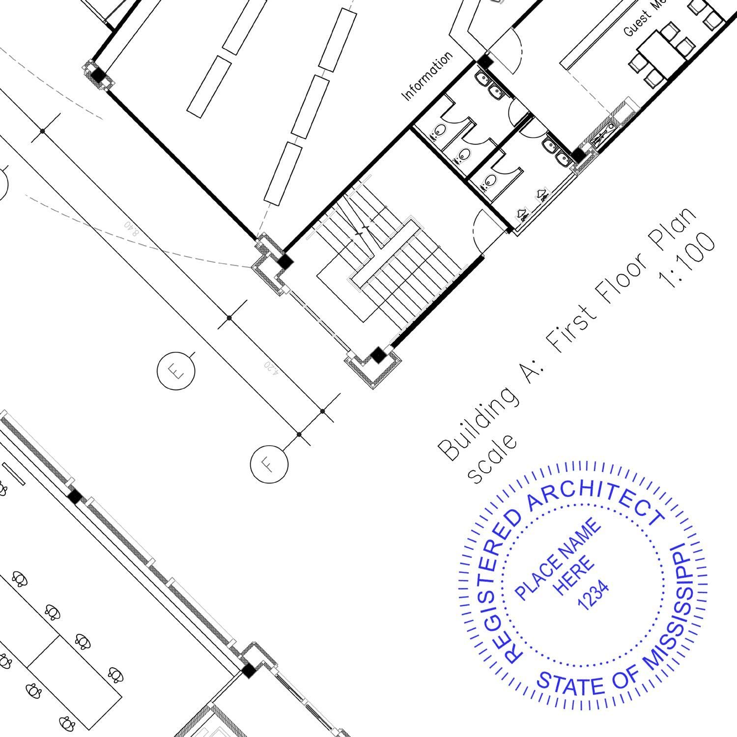 Premium Mississippi Architect Stamp - MS Architect Seal Stamp, 1-5/8 Size - Wood Handle Architectural Inked Stamp - Ideal for Professional Architects in Mississippi - Easy-to-Use Design - Image 6
