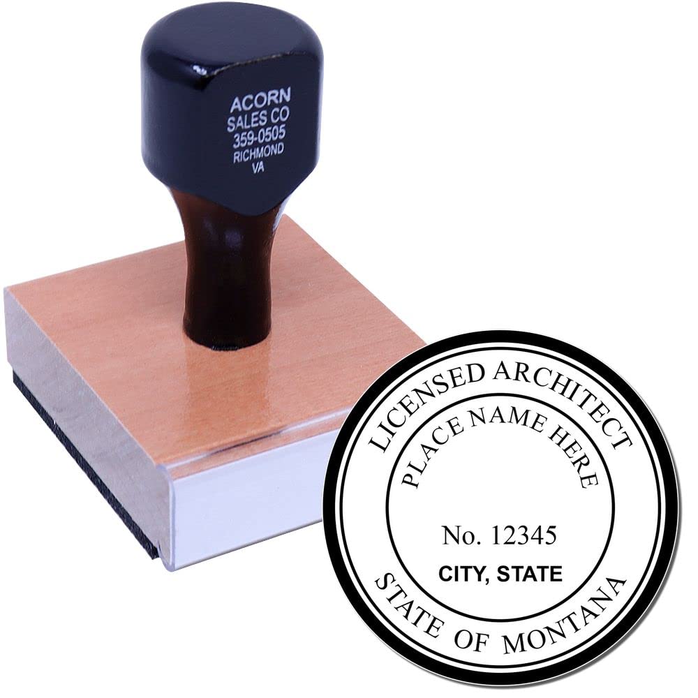 Premium Montana Architect Stamp, MT Architect Seal Stamp, 1-5/8 Size - Ideal for Professional Architects in Montana - Wood Handle Architectural Seal Stamp - Essential Tool for Montana Architects - Image 2