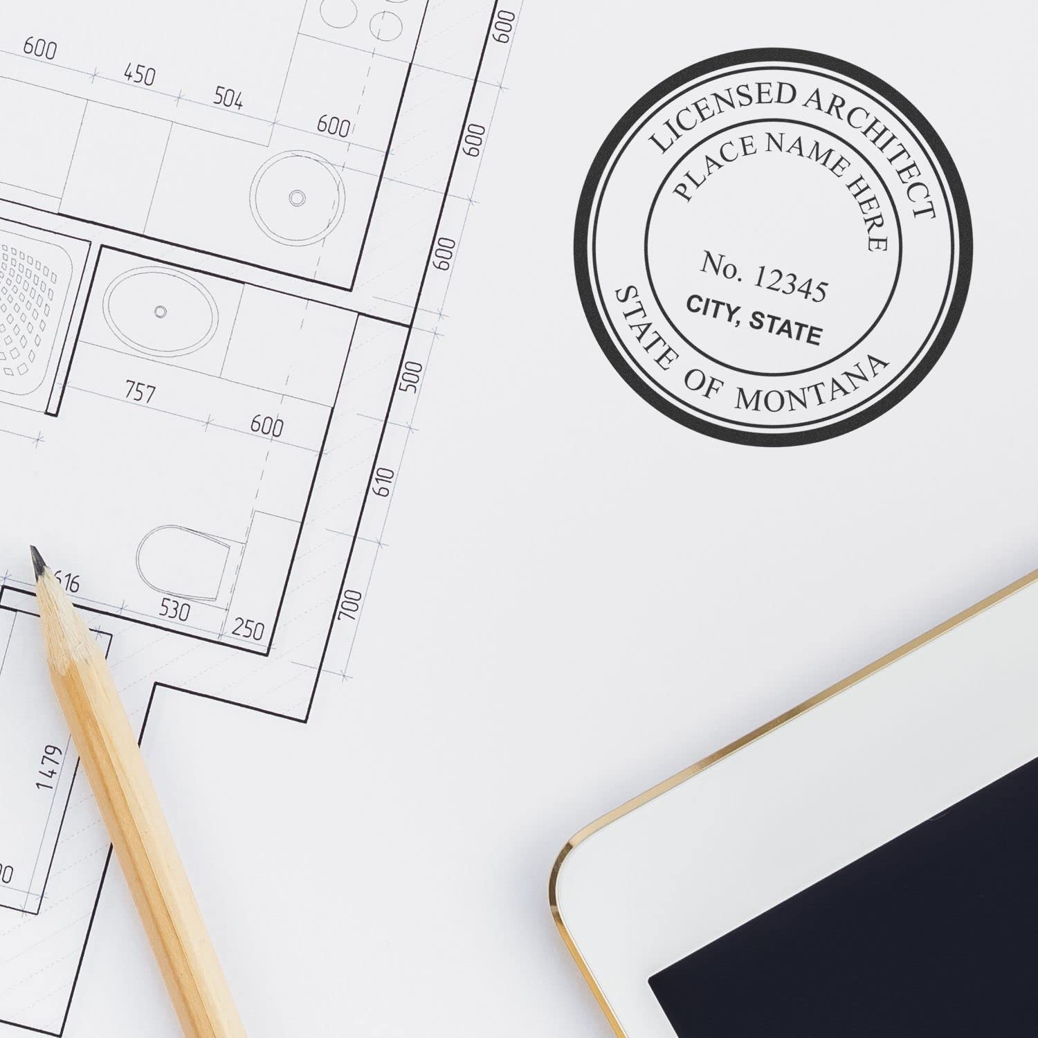 Premium Montana Architect Stamp, MT Architect Seal Stamp, 1-5/8 Size - Ideal for Professional Architects in Montana - Wood Handle Architectural Seal Stamp - Essential Tool for Montana Architects - Image 6