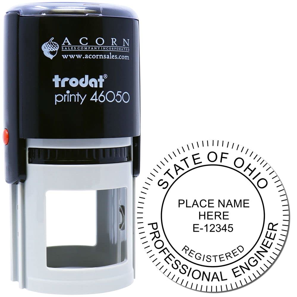 Premium Ohio Engineer Stamp, Self-Inking PE Stamp for Ohio Professional Engineers, 1-3/4 Size, Ideal for Official Documentation, Easy-to-Use Ohio PE Seal Stamp, Ohio OH Engineer Seal - Image 2