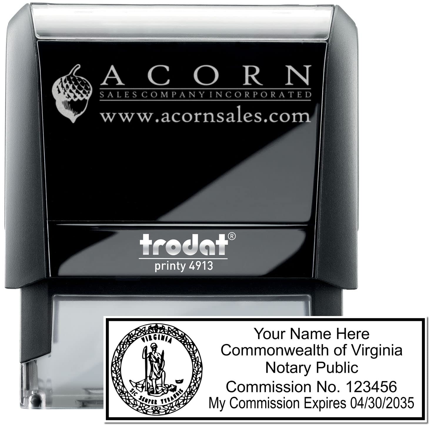 Premium Rectangular Self-Inking Notarial Stamp - 7/8 x 2-1/4, State Board Compliant - Ideal for Virginia Notary Public - Image 2