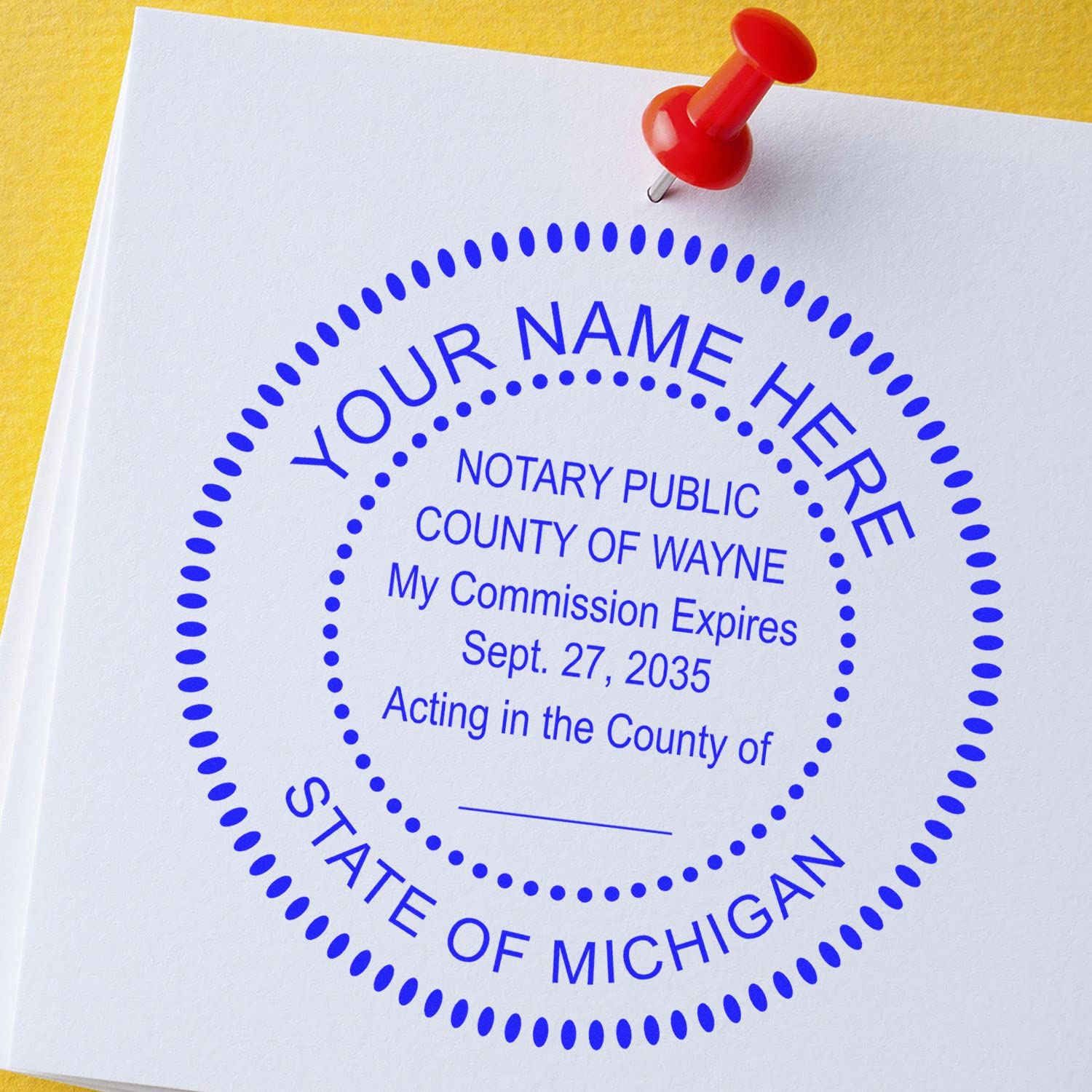 Premium Self-Inking Notary Stamp for Michigan Notary Public - Durable, Quick-Stamping, 1-5/8 Round Stamp - Ideal for Official Michigan Notary Public Use - Quality Notary Stamp Michigan - Image 4