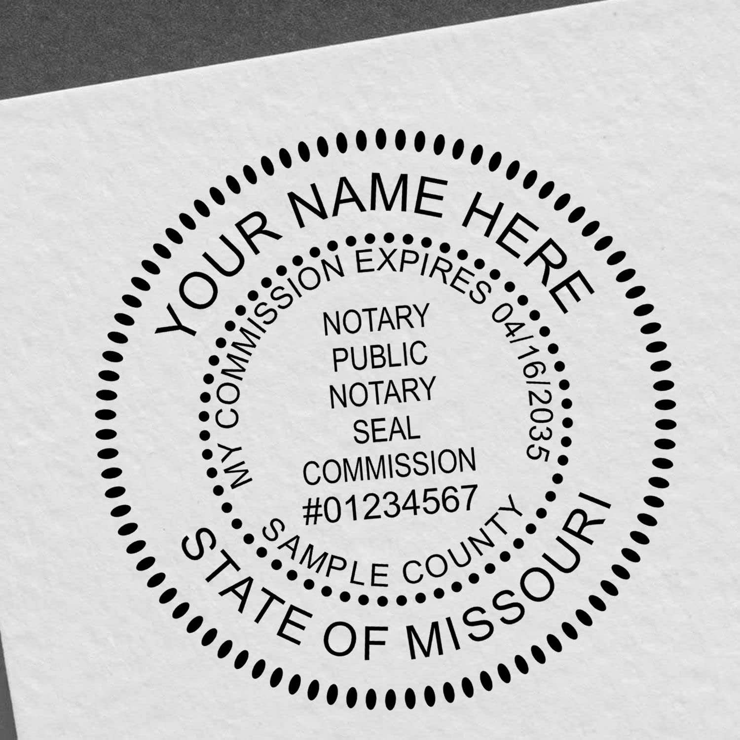 Premium Self-Inking Notary Stamp for Missouri Notary Public - Durable, Quick-Stamping, 1-5/8 Round Stamp - Ideal for Official Missouri Notary Public Use - Quality Notary Stamp Missouri
