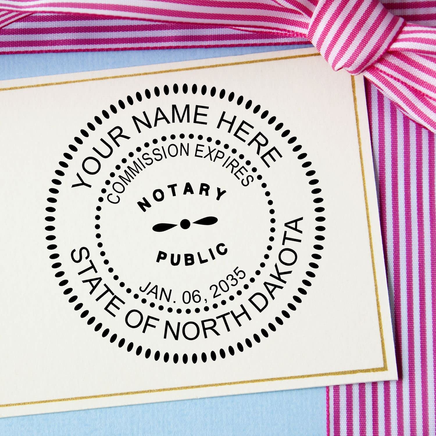 Premium Self-Inking Notary Stamp for North Dakota Notary Public - Durable, Quick-Stamping, 1-5/8 Round Stamp - Ideal for Official North Dakota Notary Public Use - Quality Notary Stamp North Dakota