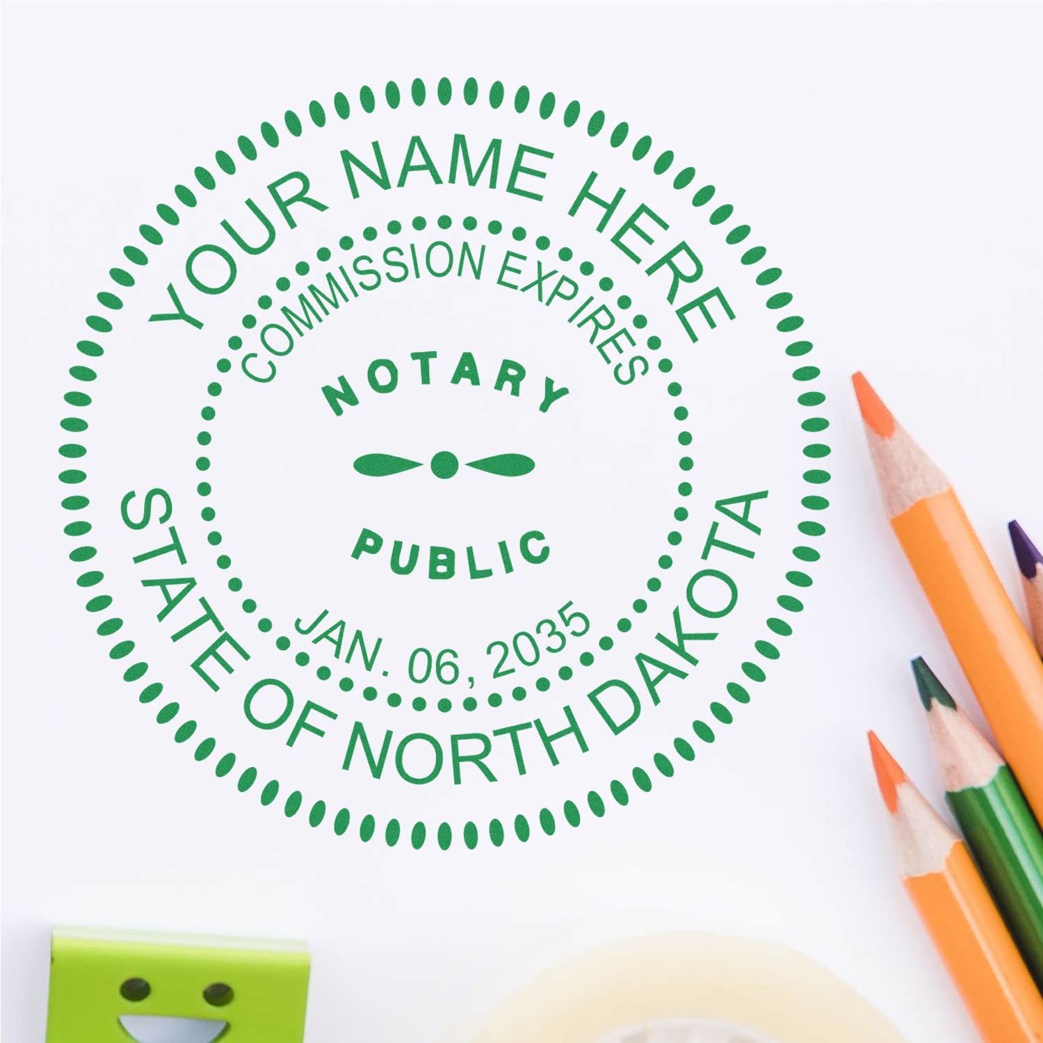 Premium Self-Inking Notary Stamp for North Dakota Notary Public - Durable, Quick-Stamping, 1-5/8 Round Stamp - Ideal for Official North Dakota Notary Public Use - Quality Notary Stamp North Dakota - Image 9