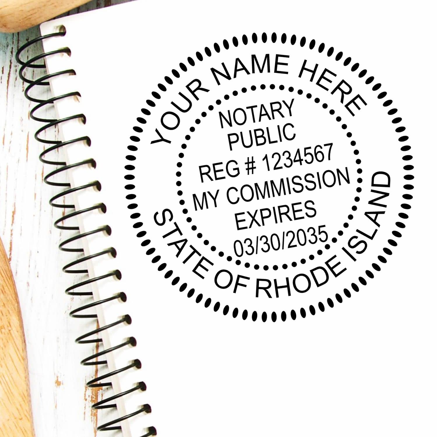 Premium Self-Inking Notary Stamp for Rhode Island Notary Public - Durable, Quick-Stamping, 1-5/8 Round Stamp - Ideal for Official Rhode Island Notary Public Use - Quality Notary Stamp Rhode Island