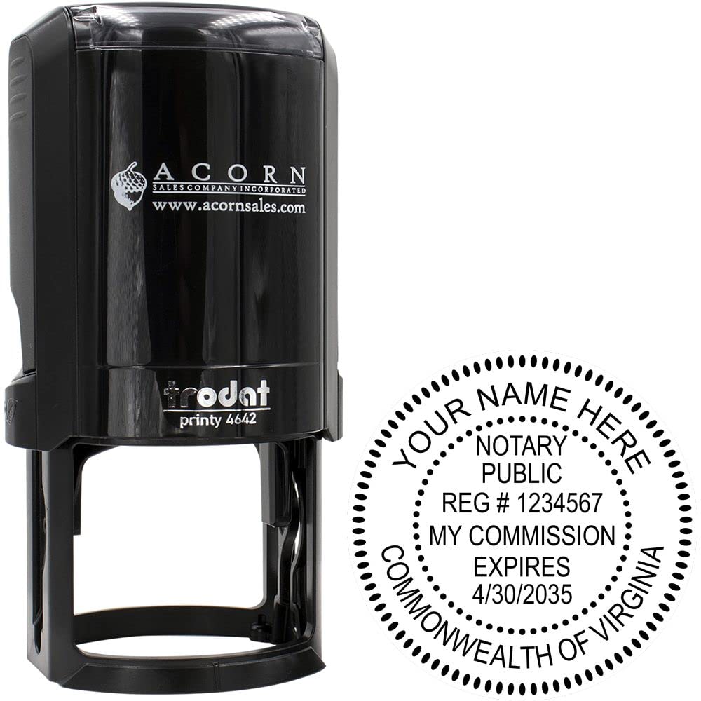 Premium Self-Inking Notary Stamp for Virginia Notary Public - Durable, Quick-Stamping, 1-5/8 Round Stamp - Ideal for Official Virginia Notary Public Use - Quality Notary Stamp Virginia - Image 2