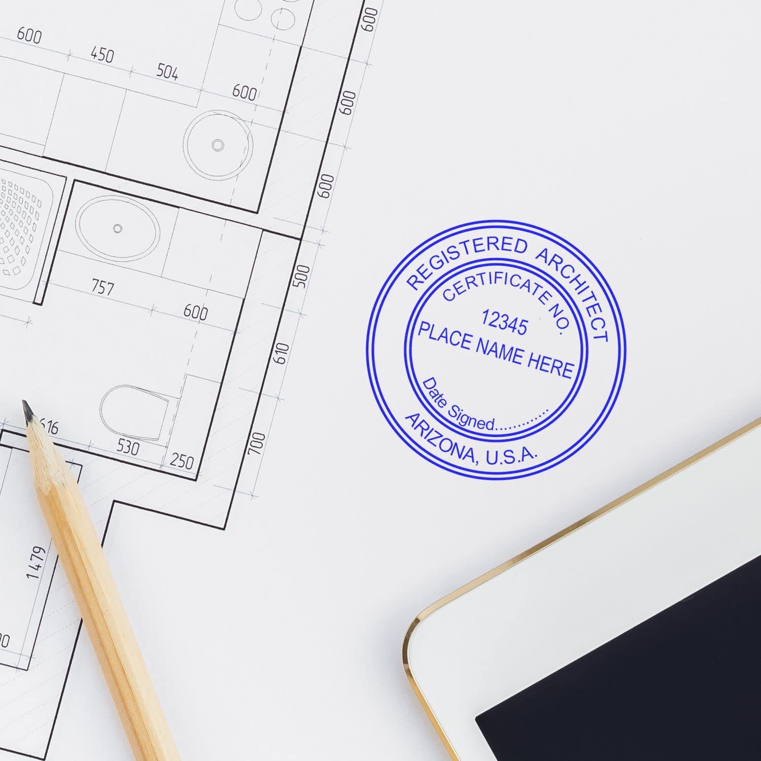 Premium Wood Handle Arizona Architect Stamp, AZ Architect Seal Stamp, Size 1-1/2 - Ideal for Professional Architects in Arizona - Easy-to-Use AZ Architect Stamp - Professional Seal - Image 6