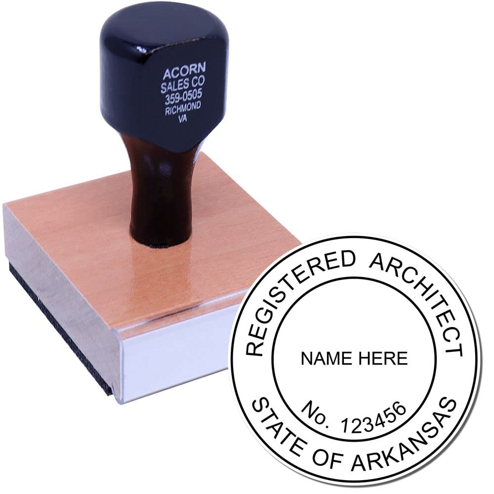 Premium Wood Handle Arkansas Architect Stamp, AR Architect Seal Stamp, Size 1-1/2 - Ideal for Professional Architects in Arkansas - Easy-to-Use Architectural Stamp -AR Professional Seal - Image 2