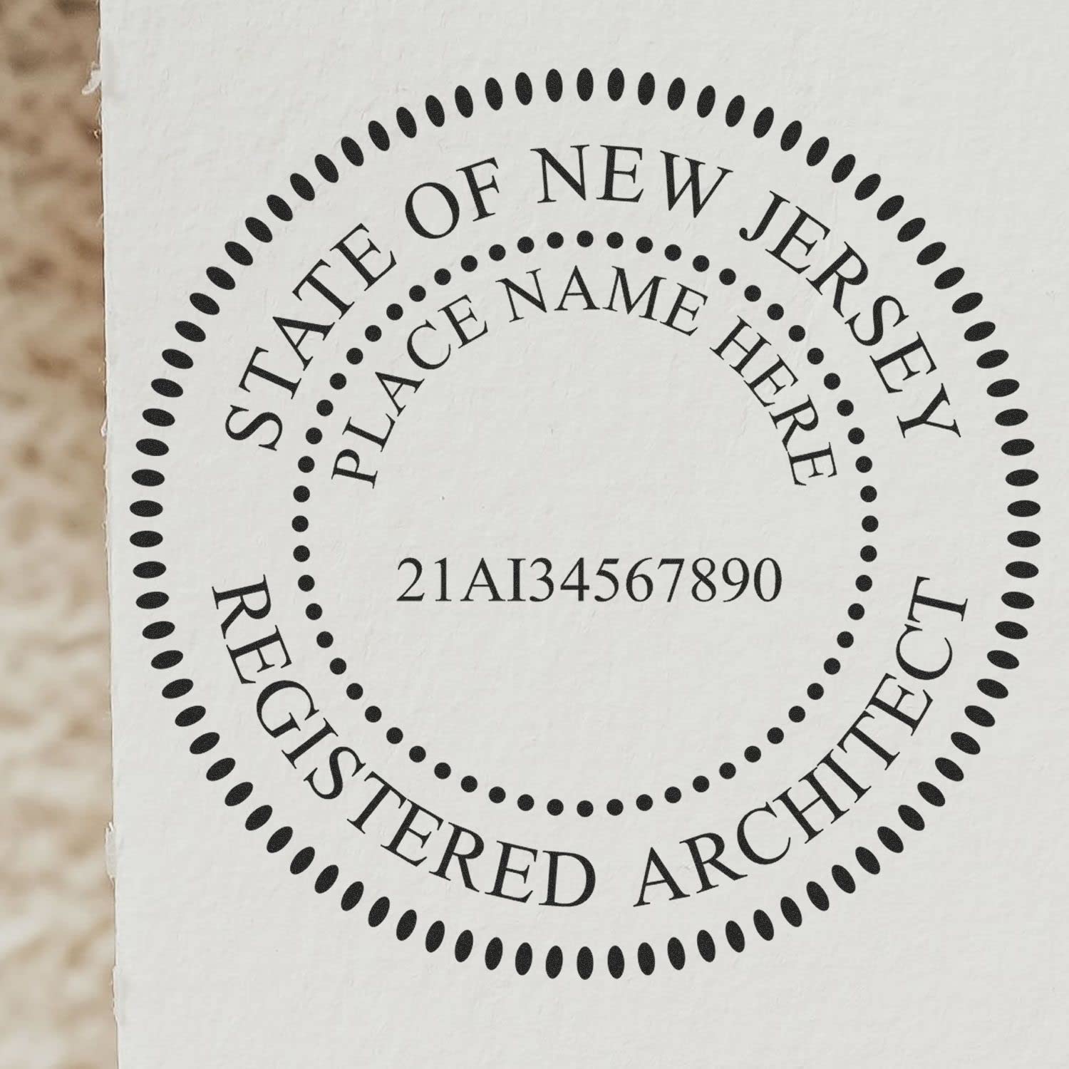 Premium Wood Handle New Jersey Architect Stamp, NJ Architect Seal Stamp, Size 1-1/2 - Ideal for Professional Architects in New Jersey - Inking Stamp for NJ Architecture Professionals