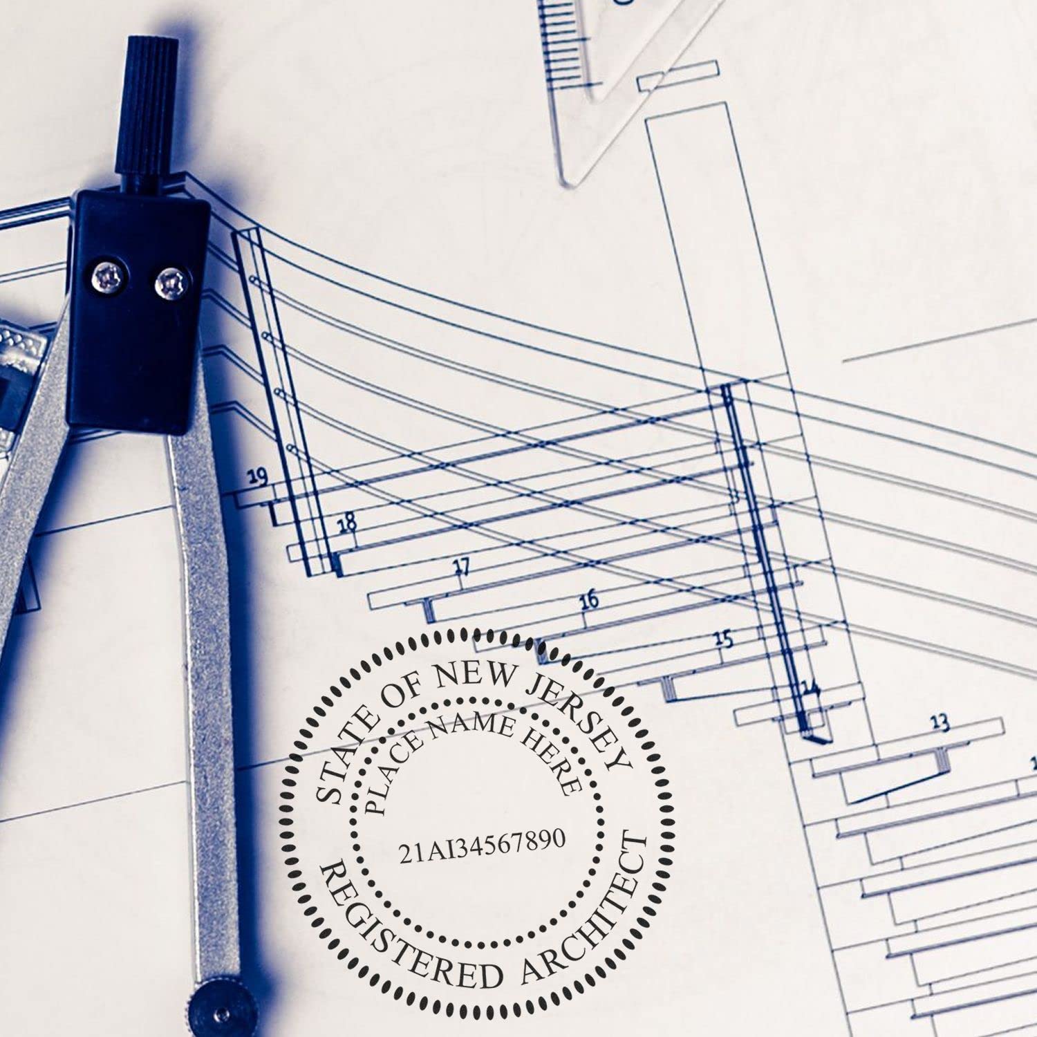 Premium Wood Handle New Jersey Architect Stamp, NJ Architect Seal Stamp, Size 1-1/2 - Ideal for Professional Architects in New Jersey - Inking Stamp for NJ Architecture Professionals - Image 6