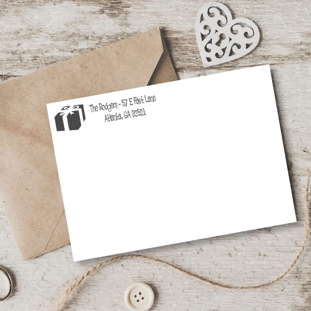 Present Address Rubber Stamp, Customized Christmas Address Stamp, Realtor Gift, Made in USA, Requires Separate Stamp Pad, Sharp Quality Laser Engraved Stamping Dies, Size 7/8" x 2-1/4" - Image 3