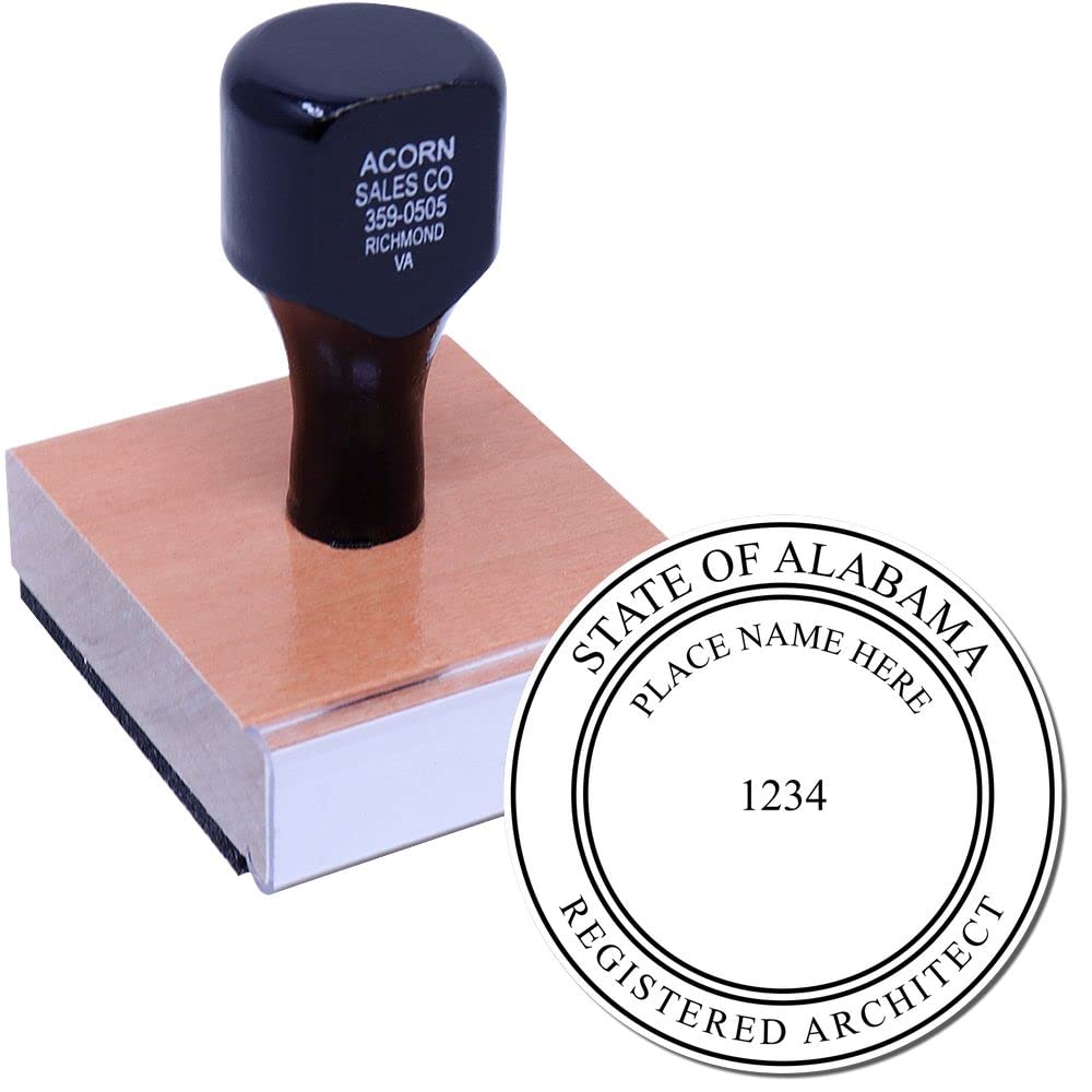 Professional Alabama Architect Stamp - Premium Wood Handle, Pre-Inked AL Architect Seal Stamp, Size 2" - Ideal for Licensed Architects in Alabama - Alabama Architectural Stamp - AL Architect Seal - Image 2