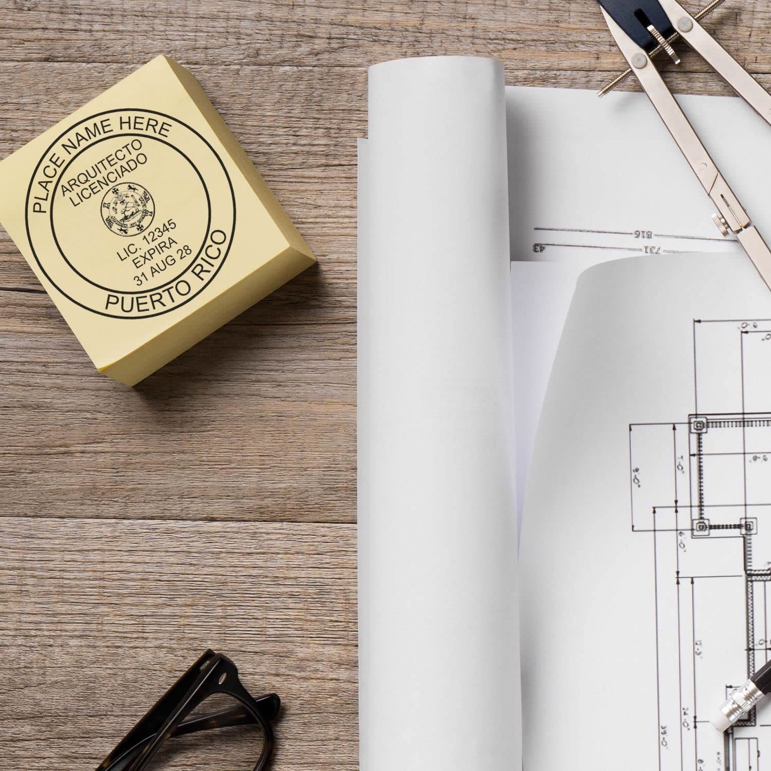Professional Architect's Stamp for Puerto Rico - PR Architect Seal Stamp, 2" Size, Size, Wood Handle, Ideal for Puerto Rico Architects, Essential Tool for Architecture Professionals in PR - Image 9