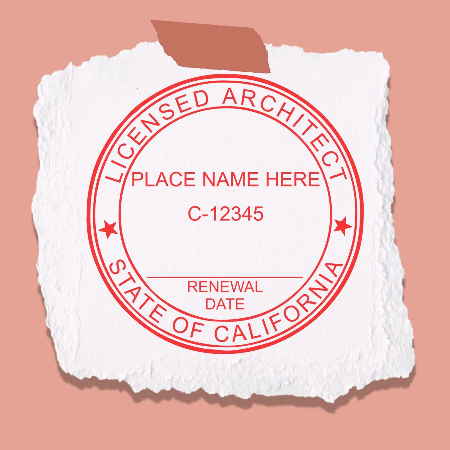 Professional California Architect Stamp and Seal - 1-3/4 Size, Wood Handle Wet Stamp for CA Architects, CA Architect Seal Stamp - Essential Tool for Professional Architects in California