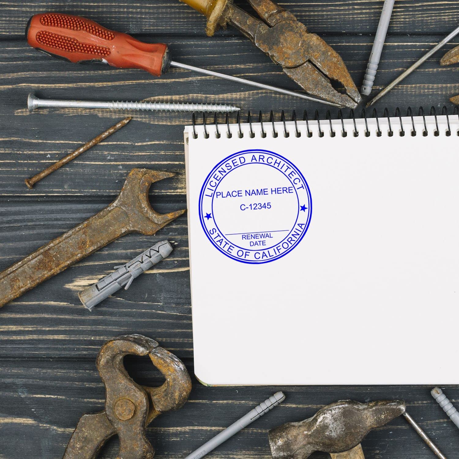 Professional California Architect Stamp and Seal - 1-3/4 Size, Wood Handle Wet Stamp for CA Architects, CA Architect Seal Stamp - Essential Tool for Professional Architects in California - Image 6