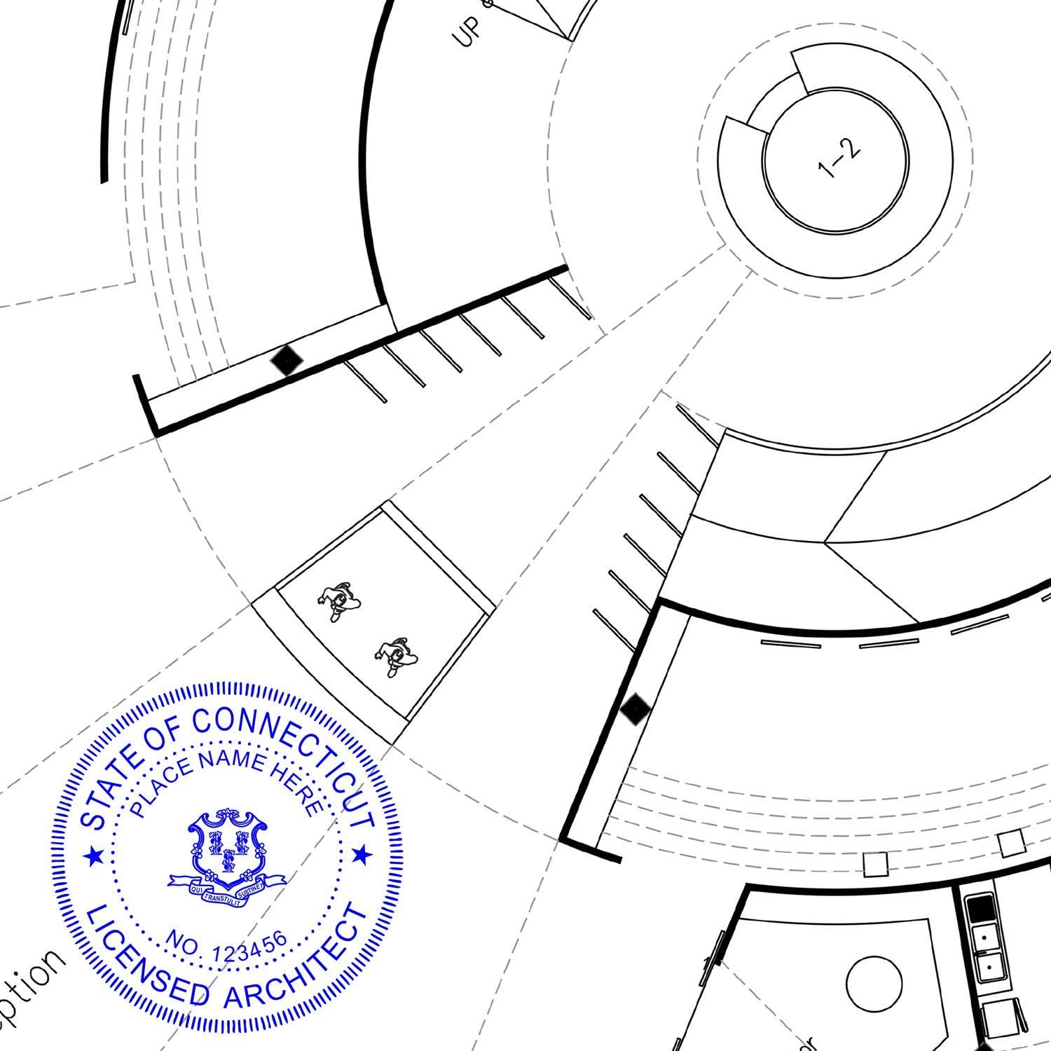 Professional Connecticut Architect Stamp - CT Architect Seal Stamp with Wood Handle, Ideal for Architectural Inking - Size 1-1/2, Ideal for Professional Architects in Connecticut - Design - Image 6