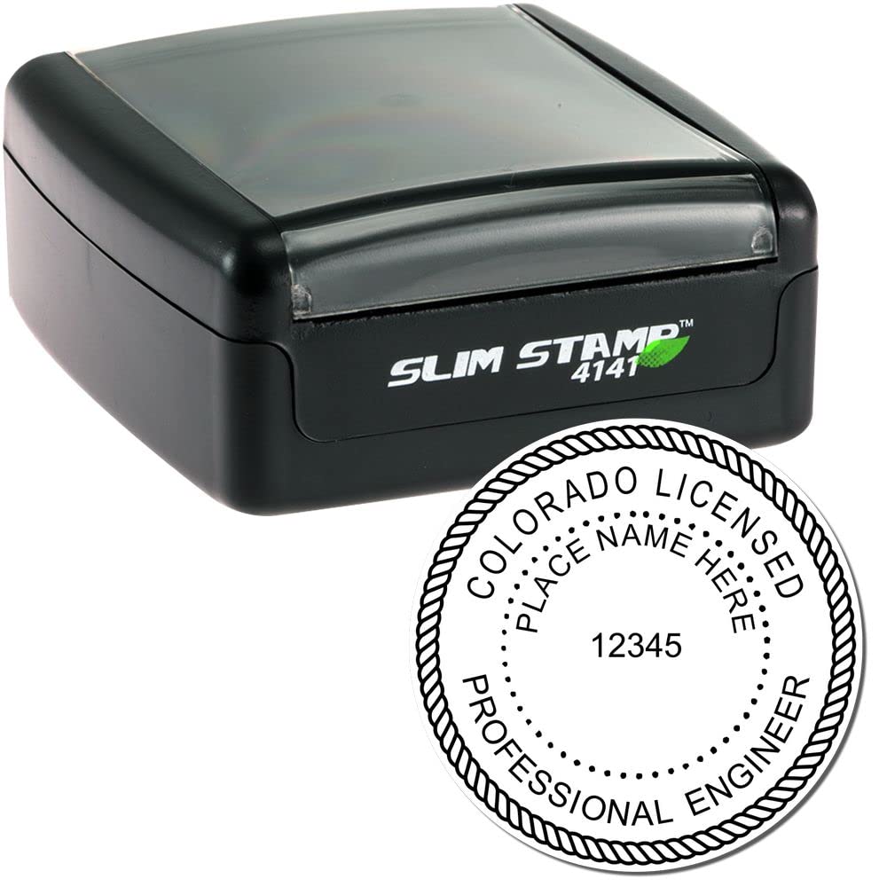 Professional Engineer Stamp Colorado - Slim Colorado Engineering Stamp, Ideal for Colorado Professional Engineers, 1-5/8 Size, Colorado PE Stamp, Pre-Inked Colorado CO PE Seal Stamp - Image 2