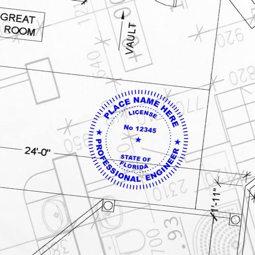 Professional Engineer Stamp Florida - Slim Florida Engineering Seal Stamp, 1-7/8 Size, Ideal for Florida Professional Engineers - Florida Engineering Stamp, Florida Professional Seal Stamps - Image 9