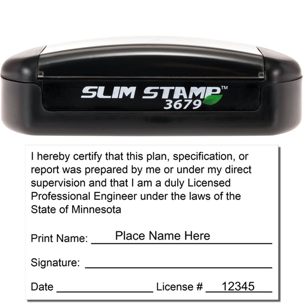 Professional Engineer Stamp Minnesota - Slim Minnesota Engineering Stamp, Ideal for Minnesota Professional Engineers, Size 2"-3/4 x 1-1/2 - Precise and Durable - Minnesota Professional Seals - Image 2