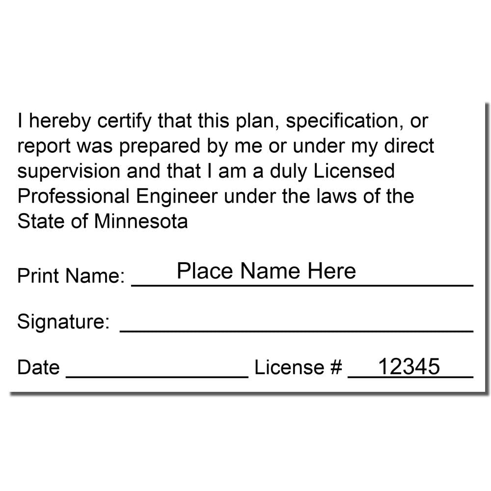 Professional Engineer Stamp Minnesota - Slim Minnesota Engineering Stamp, Ideal for Minnesota Professional Engineers, Size 2"-3/4 x 1-1/2 - Precise and Durable - Minnesota Professional Seals - Image 4