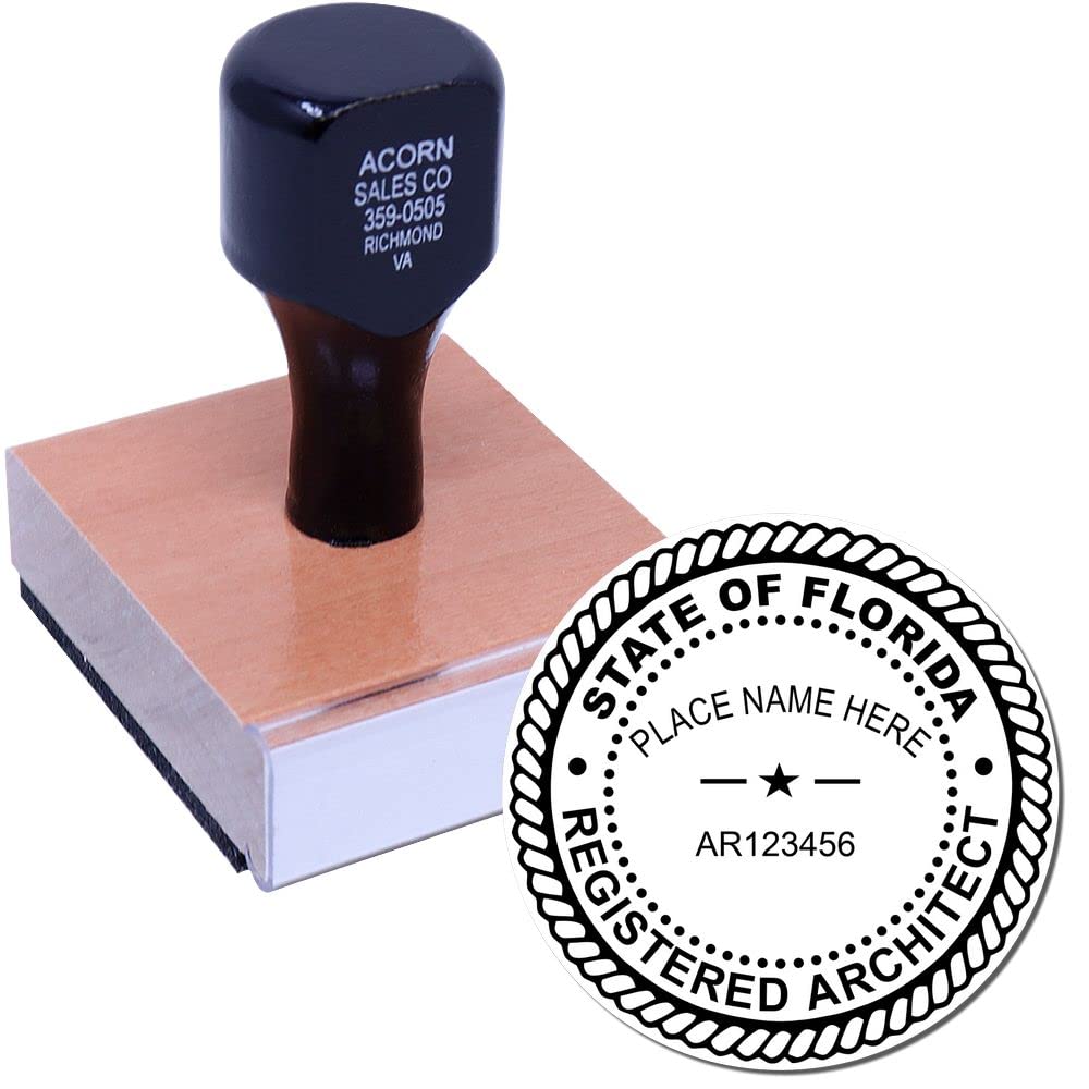 Professional Florida Architect Stamp and Seal, 2" Size, Size - Premium Wood Handle Architectural Wet Stamp, Ideal for FL Architects - FL Architect Seal Stamp for Florida Professionals - Image 2