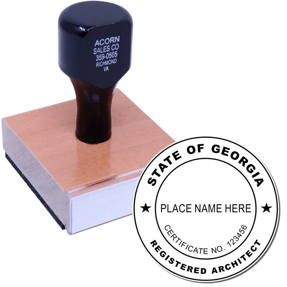 Professional Georgia Architect Stamp and Seal - 1-3/4 Size, Wood Handle, GA Architect Seal Stamp - Ideal for Licensed Architects in Georgia - Georgia Architectural Stamp - Professional Architect Seal - Image 2