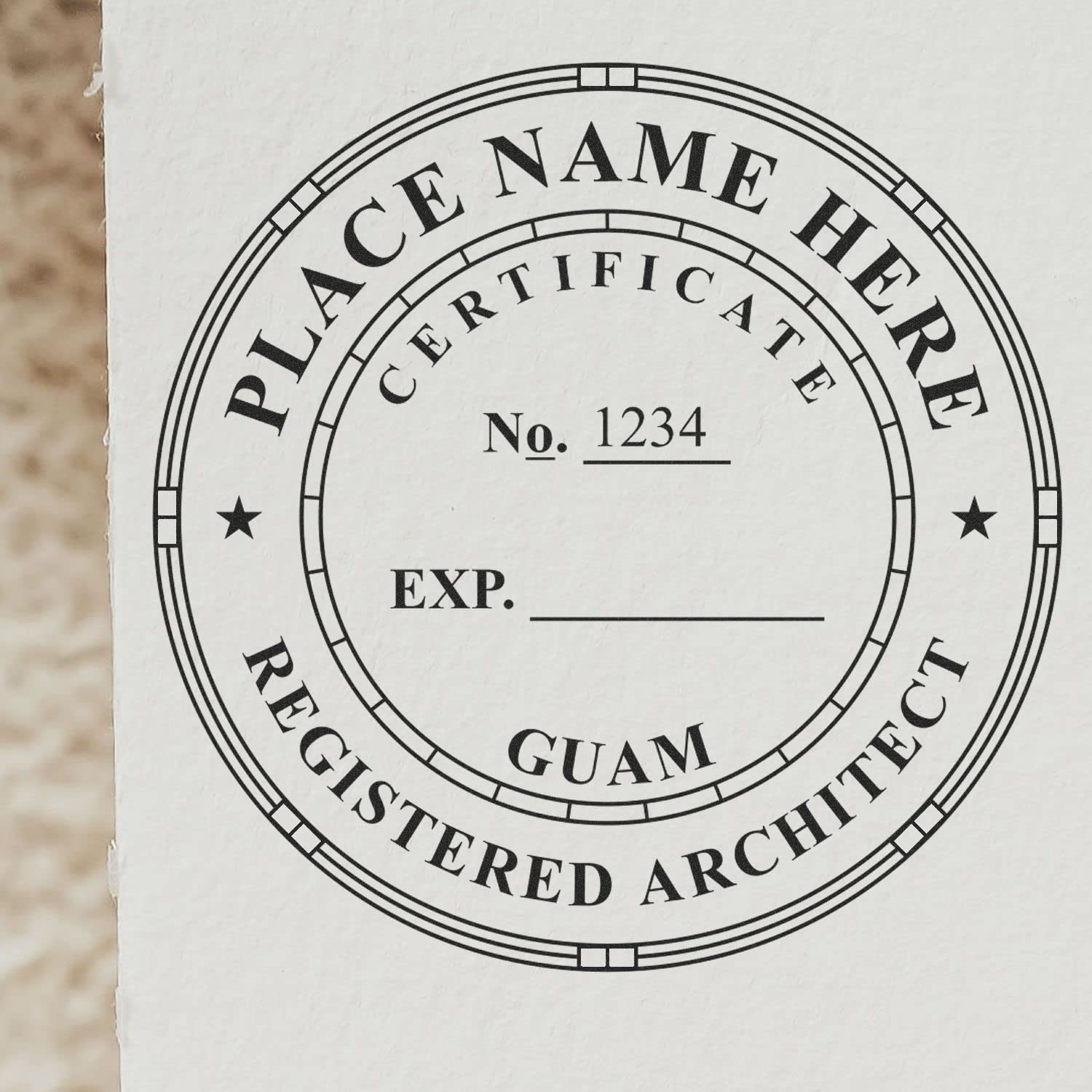 Professional Guam Architect Stamp and Seal - 1-1/2 Size, Wood Handle, Inking Stamp for GU Architects, Ideal for Official Documents and Plans - Essential Tool for Architects in Guam