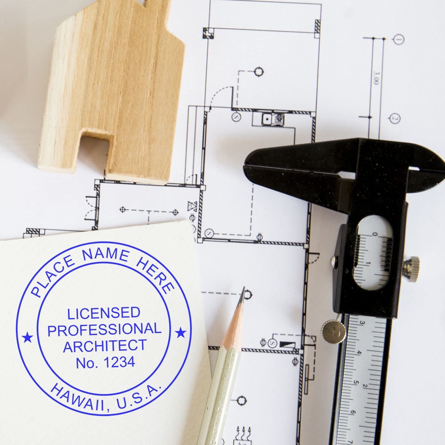 Professional Hawaii Architect Stamp and Seal - Premium Wood Handle HI Architect Seal Stamp, Size 1-1/2 - Ideal for Licensed Architects in Hawaii - Hawaii Architect Stamp - Professional Architect Seal - Image 6