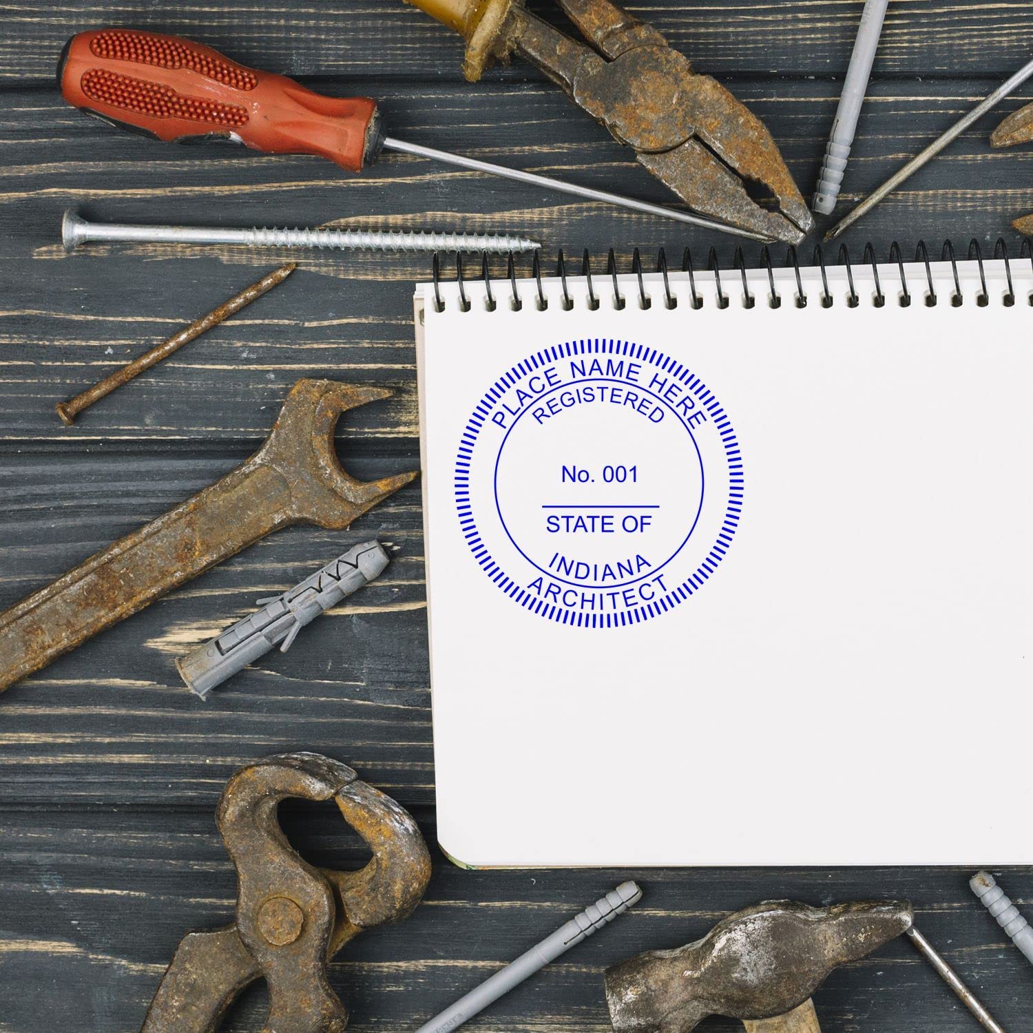 Professional Indiana Architect Stamp and Seal, 1-5/8 Size, Wood Handle, Inked Stamp for Architects in Indiana - in Architect Seal Stamp, Ideal for Indiana Architecture Professionals - Image 6