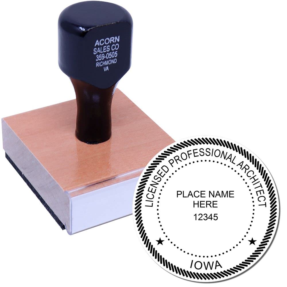 Professional Iowa Architect Stamp, IA Architect Seal Stamp - 1-3/4 Size, Wood Handle Architectural Inking Stamp - Ideal for Professional Architects in Iowa - Easy to Use - IA Architect Seal - Image 2