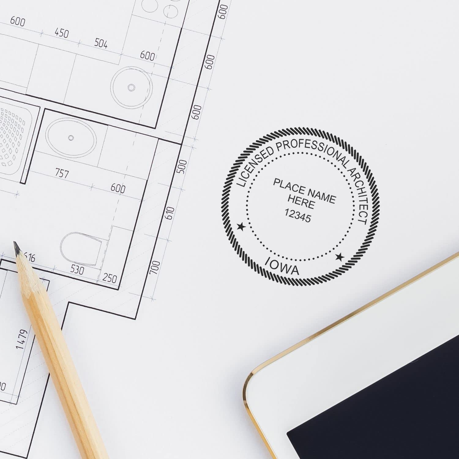 Professional Iowa Architect Stamp, IA Architect Seal Stamp - 1-3/4 Size, Wood Handle Architectural Inking Stamp - Ideal for Professional Architects in Iowa - Easy to Use - IA Architect Seal - Image 6