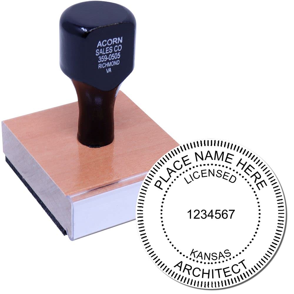 Professional Kansas Architect Stamp and Seal - 1-5/8 Size, Wood Handle, Ideal for KS Architects - Precision-Crafted KS Architect Seal Stamp for Kansas Professionals - Professional Architect Seal - Image 2