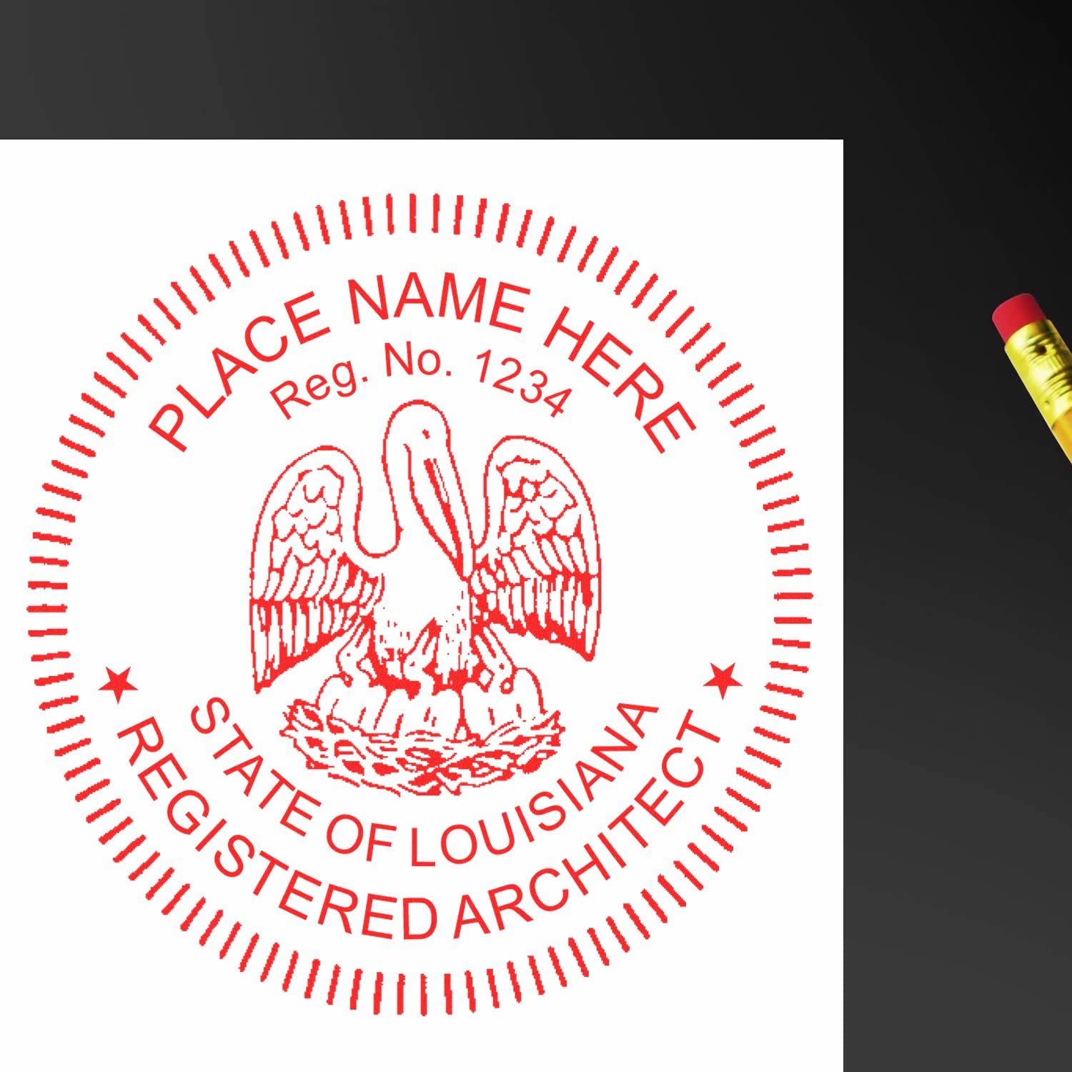 Professional Louisiana Architect Stamp - LA Architect Seal Stamp, 1-3/4 Size, Wood Handle, Wet Stamp for Architectural Use - Ideal for Professional Architects in Louisiana - Architect Stamp