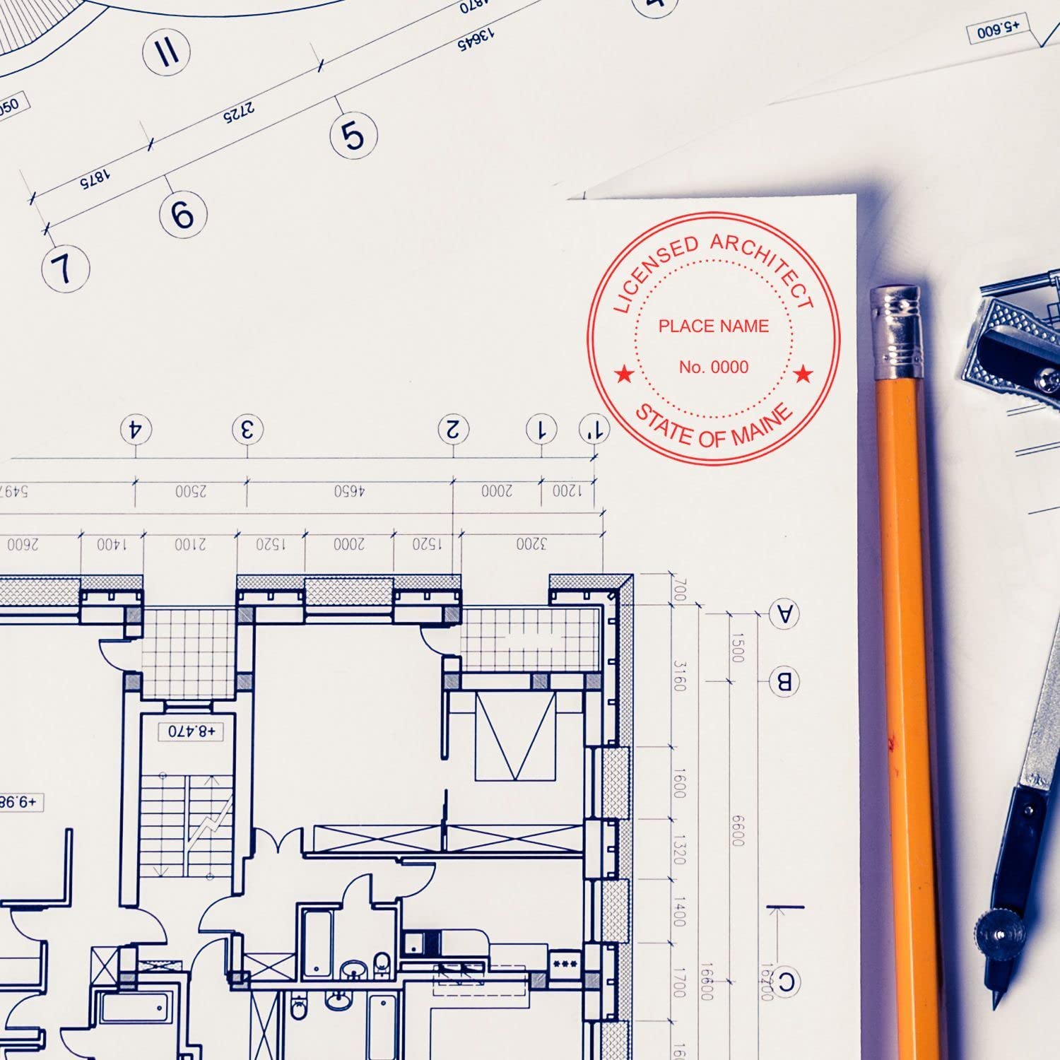 Professional Maine Architect Stamp - ME Architect Seal Stamp with Wood Handle, 1-3/4 Size - Ideal for Licensed Architects in Maine - Inked Stamp for Architectural Drawings and Plans - Image 6