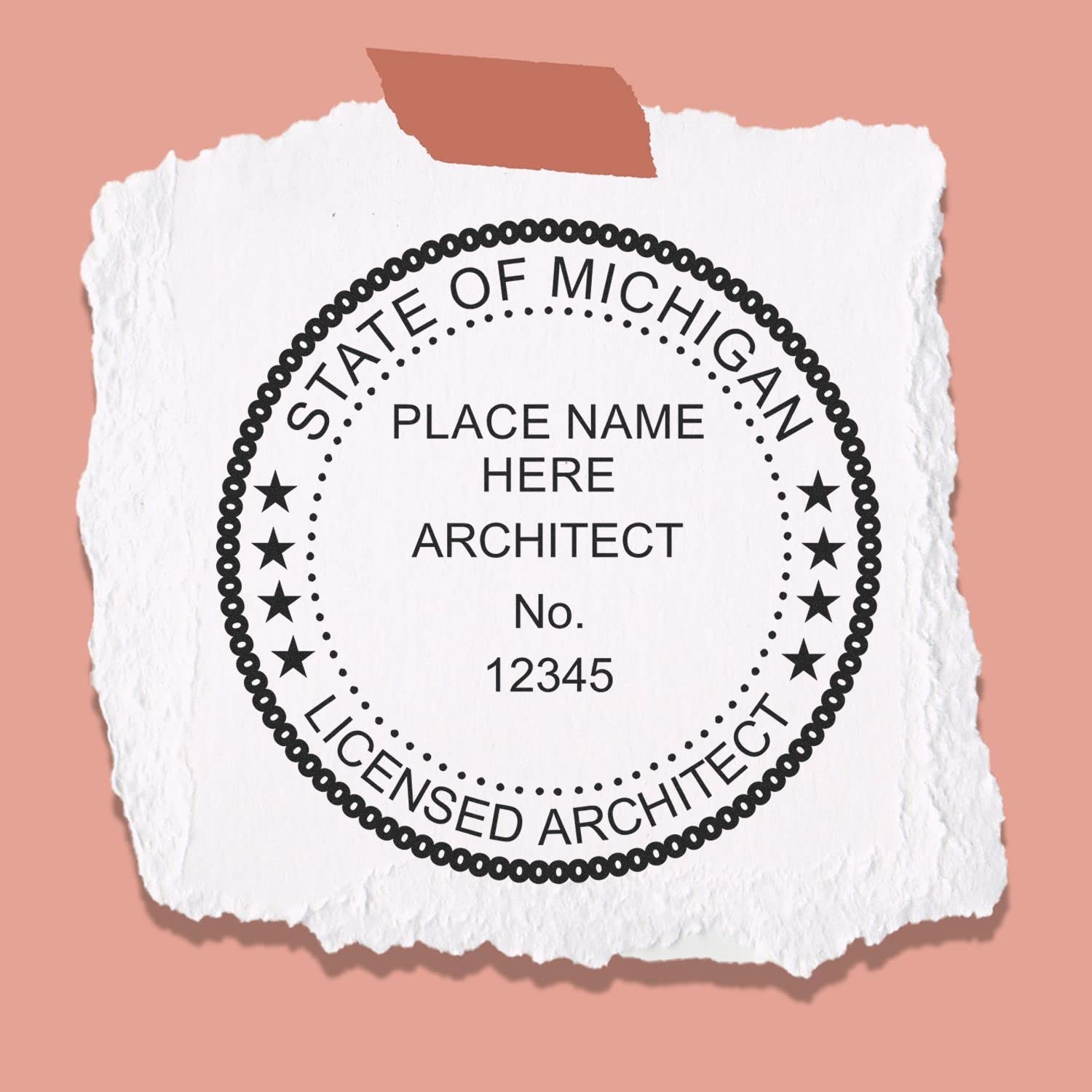 Professional Michigan Architect Stamp and MI Architect Seal Stamp, 1-3/4 Size, Wood Handle - Ideal for Licensed Architects in Michigan - Architectural Stamp for Michigan Professionals