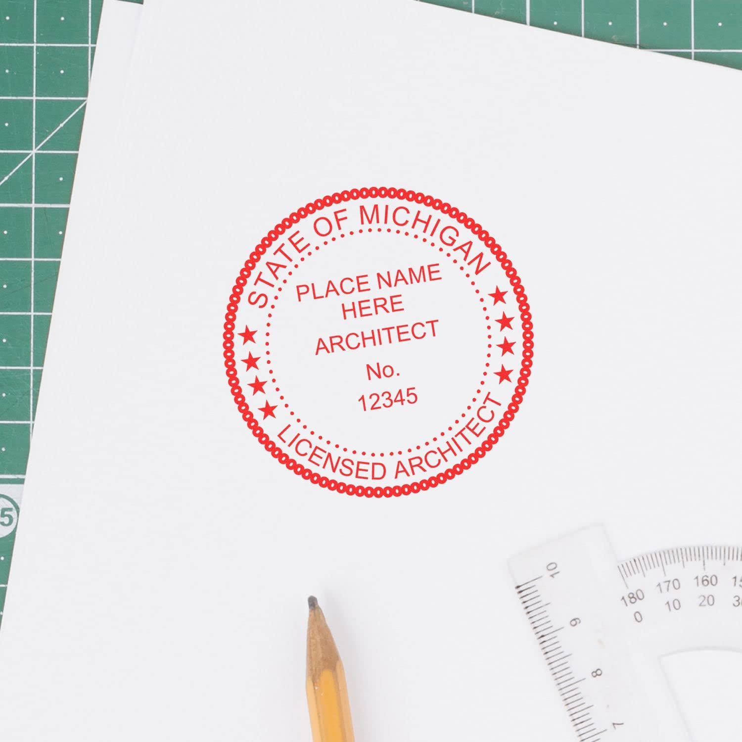 Professional Michigan Architect Stamp and MI Architect Seal Stamp, 1-3/4 Size, Wood Handle - Ideal for Licensed Architects in Michigan - Architectural Stamp for Michigan Professionals - Image 6