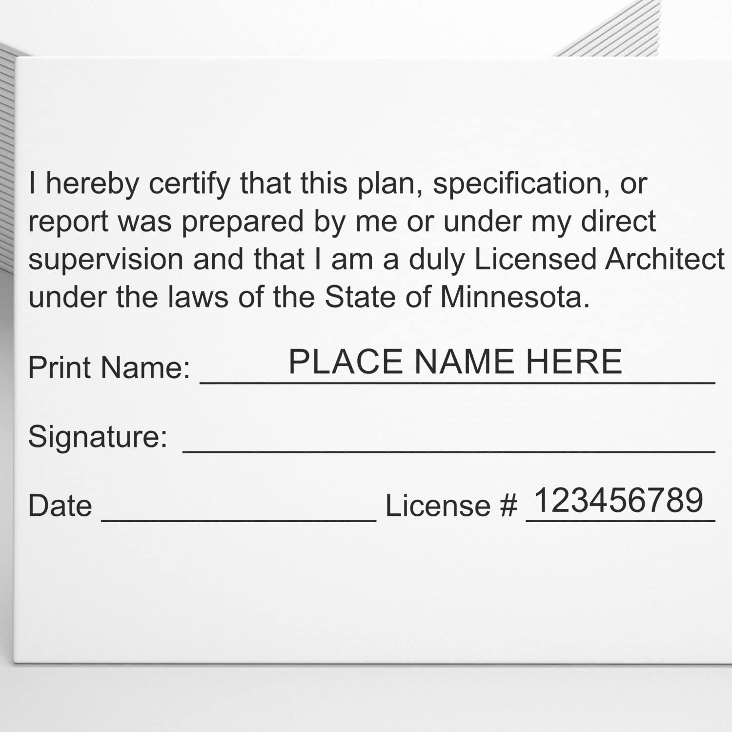 Professional Minnesota Architect Stamp and MN Architect Seal Stamp, Size 2"-3/4 x 1-1/4, Ideal for Licensed Architects in Minnesota - Wood Handle Wet Stamp for Clear, Crisp Impressions