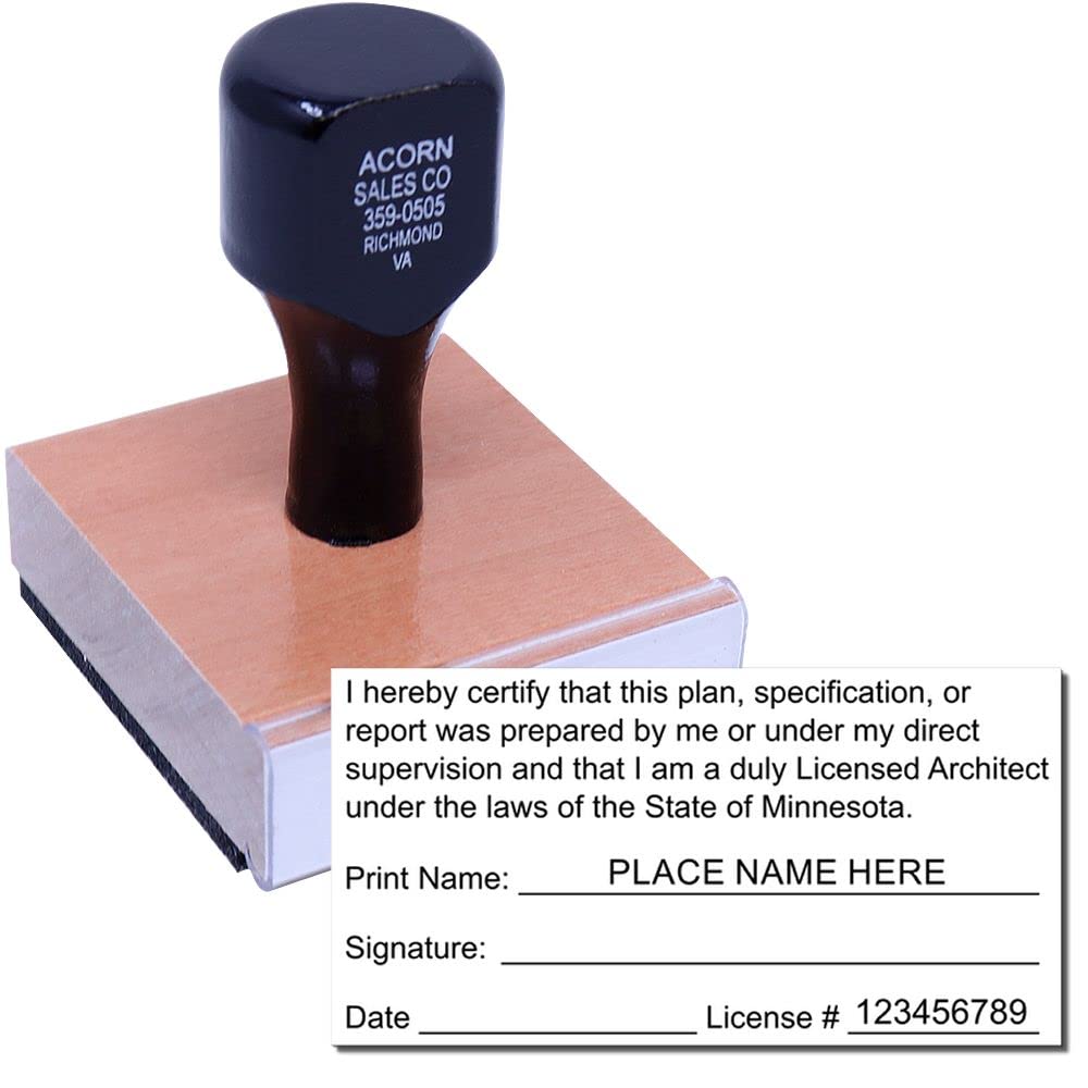 Professional Minnesota Architect Stamp and MN Architect Seal Stamp, Size 2"-3/4 x 1-1/4, Ideal for Licensed Architects in Minnesota - Wood Handle Wet Stamp for Clear, Crisp Impressions - Image 2