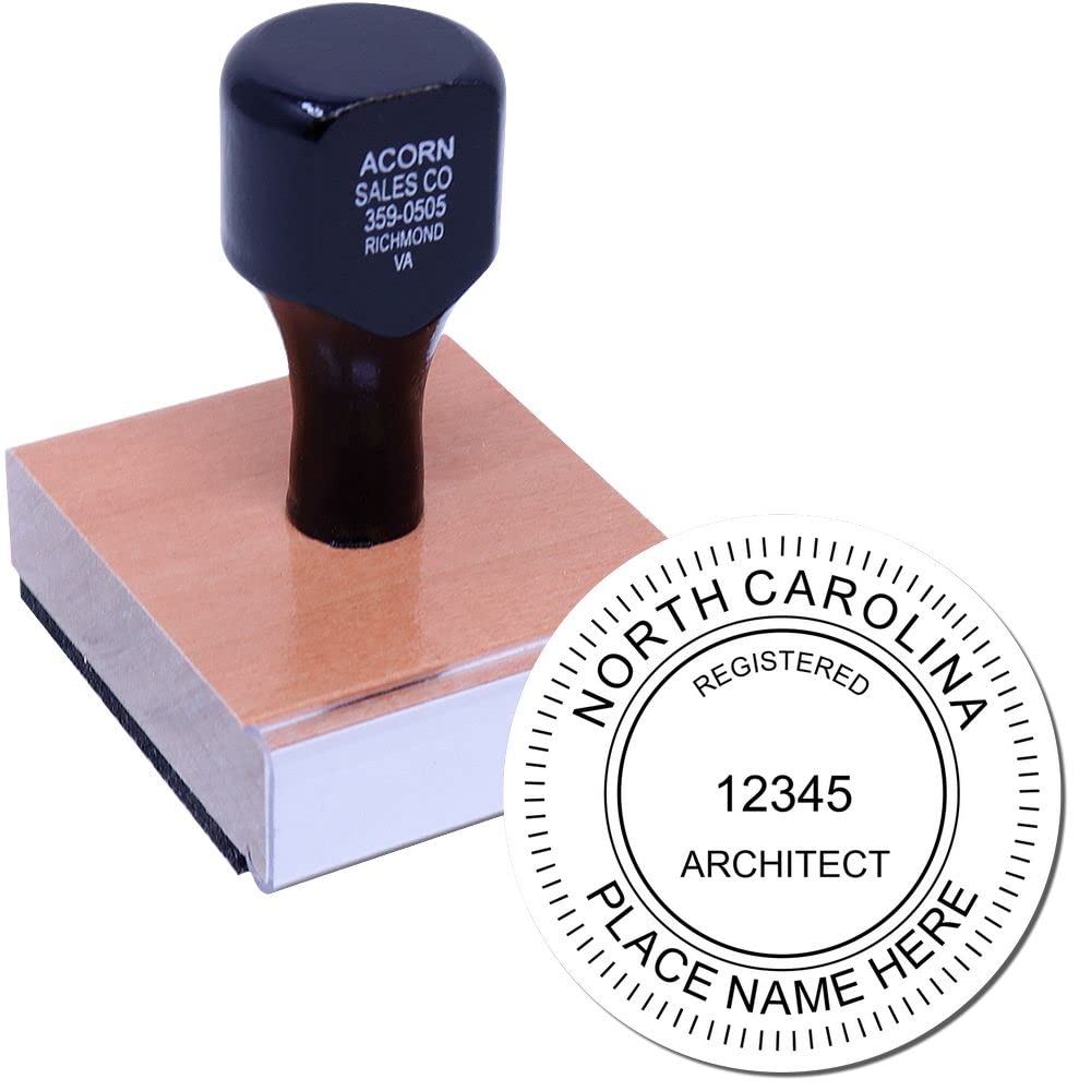 Professional North Carolina Architect Stamp - Wood Handle Wet Seal Stamp, Size 1-5/8 - Ideal for NC Architects, NC Architect Seal Stamp - Essential Tool for North Carolina Architecture Professionals - Image 2
