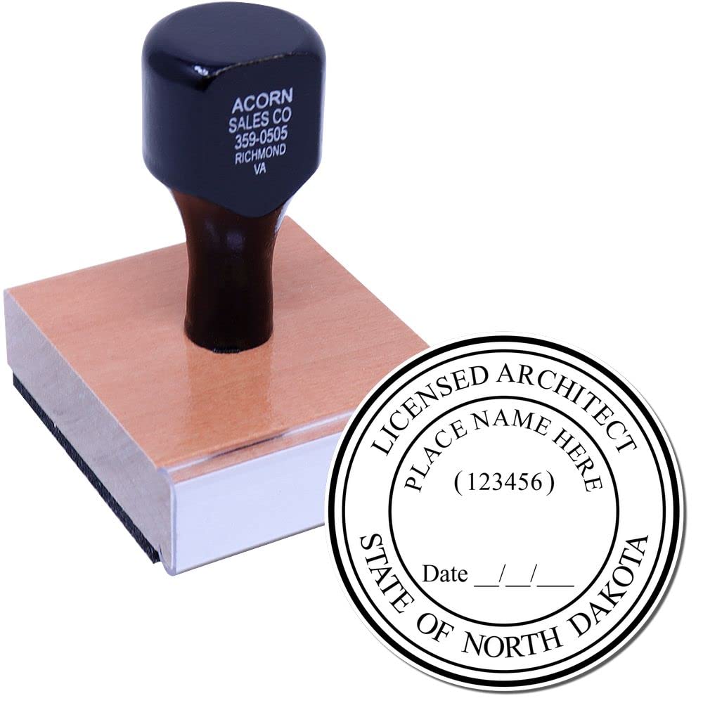 Professional North Dakota Architect Stamp, ND Architect Seal Stamp, 1-5/8 Size - Premium Wood Handle Architectural Inked Stamp for North Dakota Architects - Ideal Tool for Architects in ND - Image 2