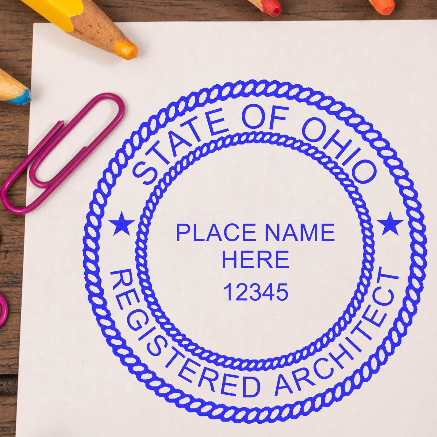 Professional Ohio Architect Stamp and Seal, 2" Size, Size, Wood Handle Architectural Inking Stamp for Ohio Architects, OH Architect Seal Stamp - Ideal Tool for Professional Architects in Ohio