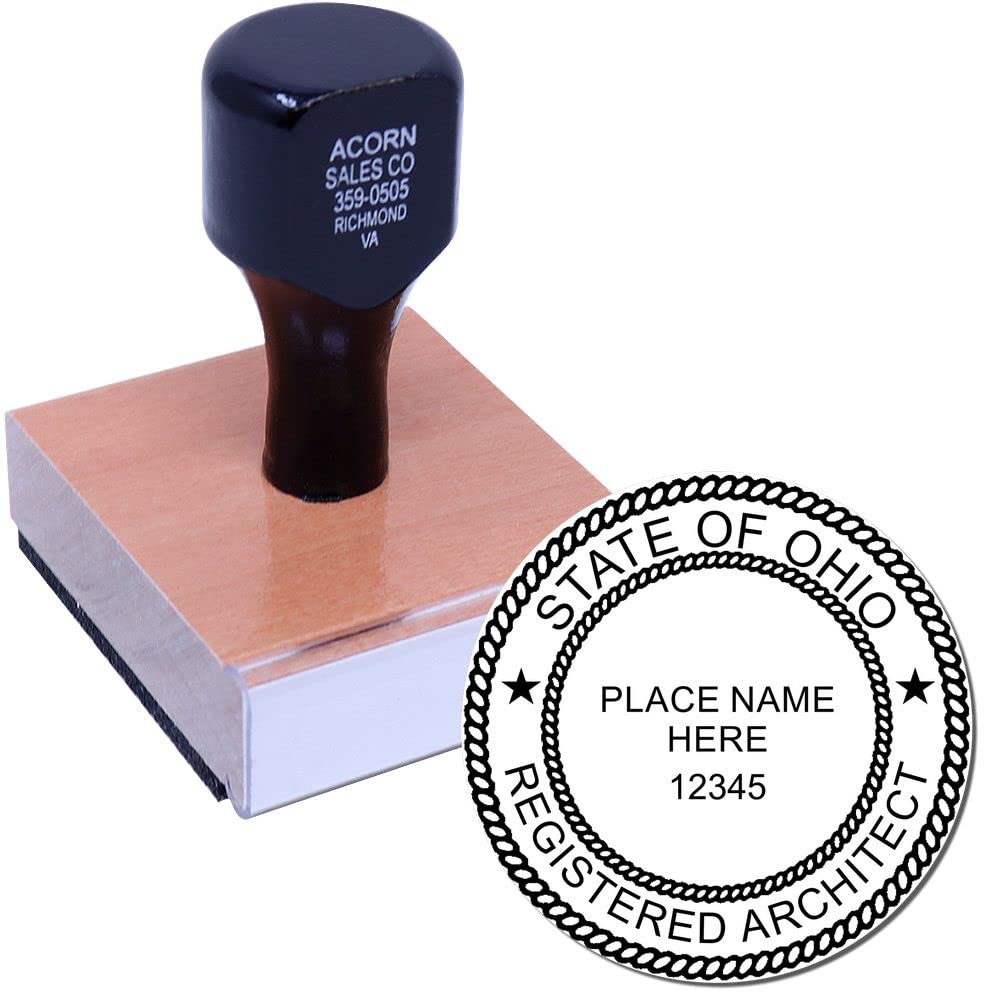 Professional Ohio Architect Stamp and Seal, 2" Size, Size, Wood Handle Architectural Inking Stamp for Ohio Architects, OH Architect Seal Stamp - Ideal Tool for Professional Architects in Ohio - Image 2