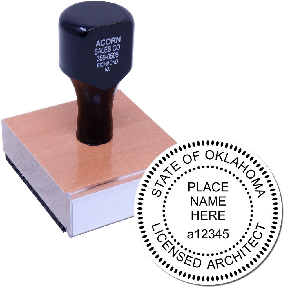 Professional Oklahoma Architect Stamp and Seal - 1-1/2 Size, Wood Handle, Ideal for OK Architects - OK Architect Seal Stamp for Architectural Plans and Drawings in Oklahoma - OK Architect Seal - Image 2