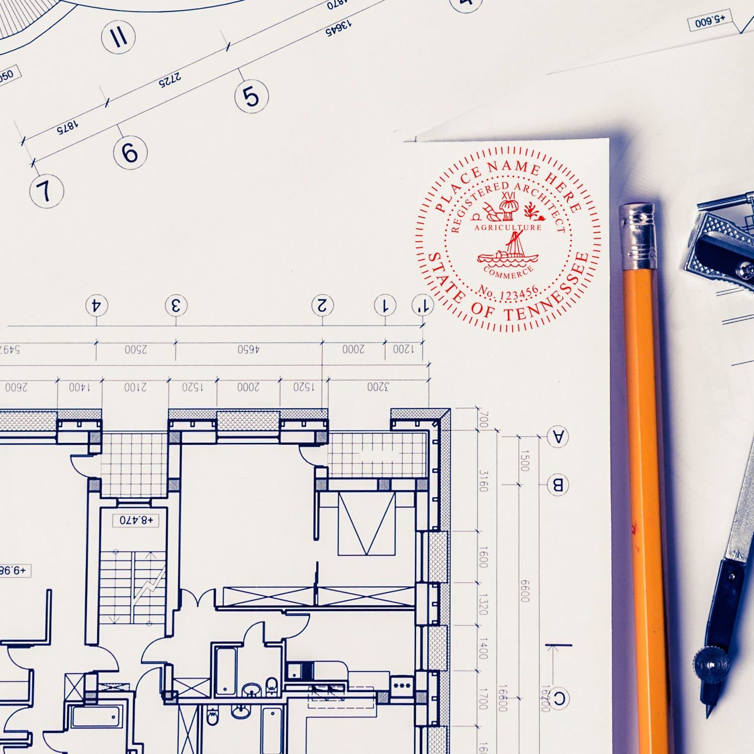 Professional Tennessee Architect Stamp and Seal - 2" Size, Size, Wood Handle, Wet Stamp for TN Architects - Ideal for Official Documentation and Design Approval - TN Architect Seal Stamp - Image 7