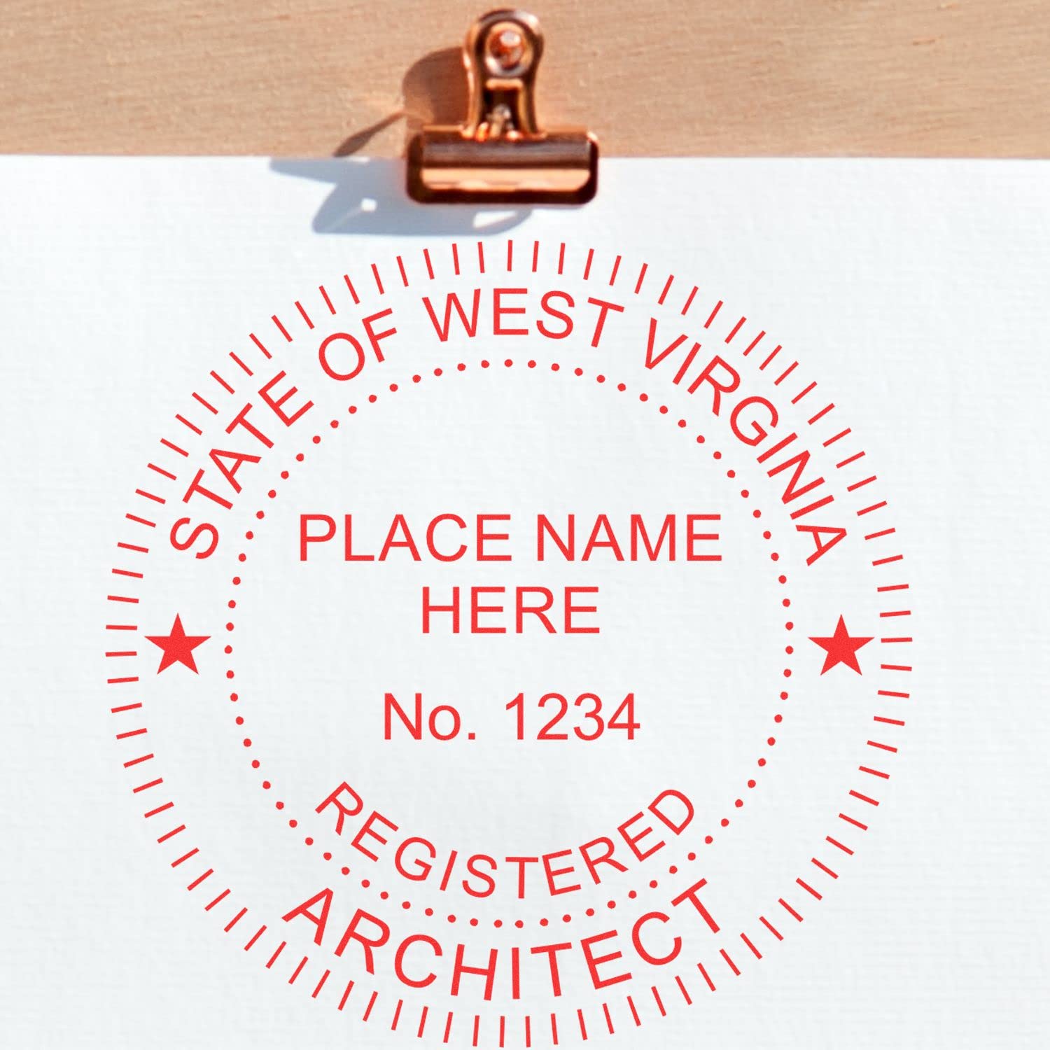 Professional West Virginia Architect Stamp - Wood Handle, WV Architect Seal Stamp, Size 1-5/8 - Ideal for Architects in West Virginia - Inked Stamp for Architectural Drawings and Plans