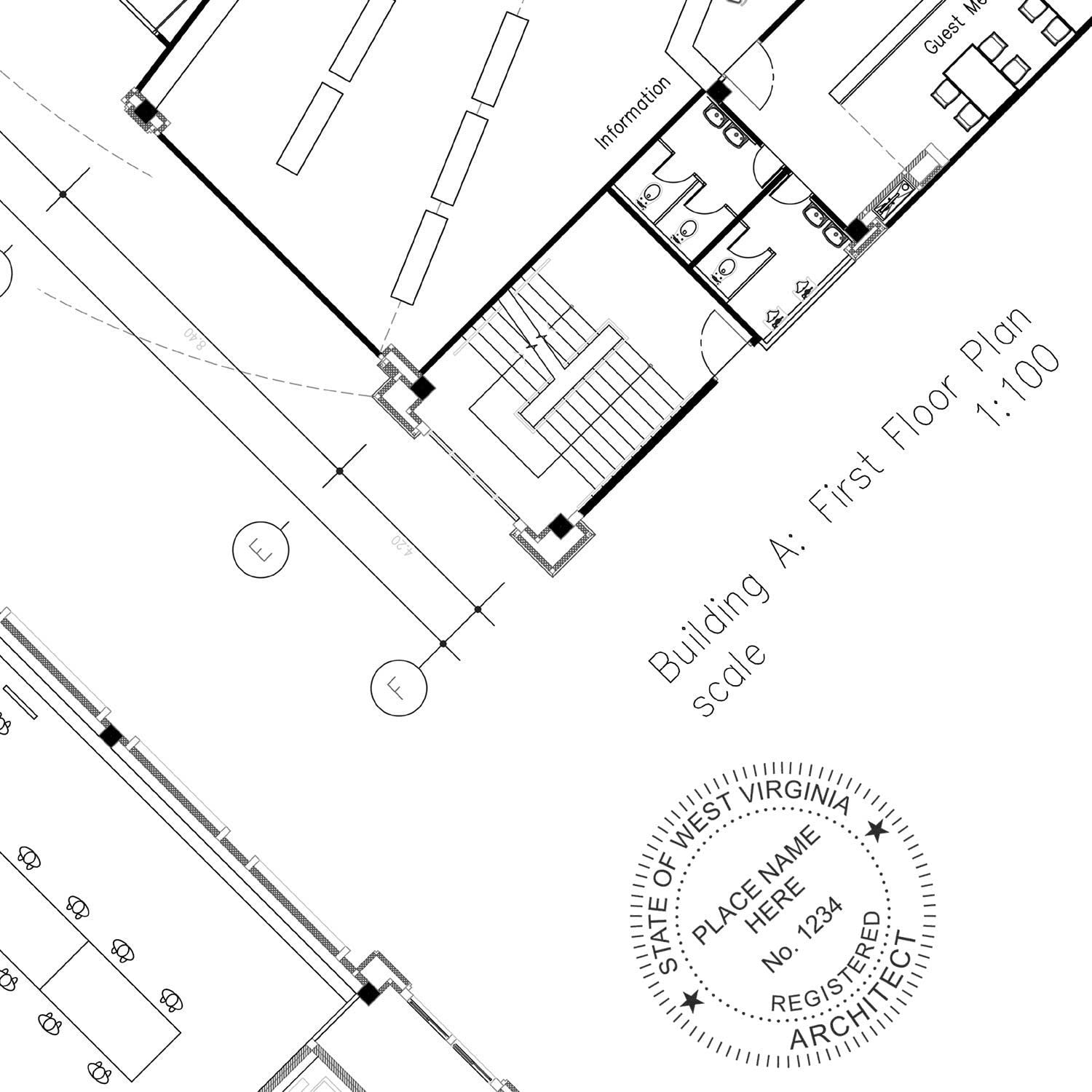 Professional West Virginia Architect Stamp - Wood Handle, WV Architect Seal Stamp, Size 1-5/8 - Ideal for Architects in West Virginia - Inked Stamp for Architectural Drawings and Plans - Image 6